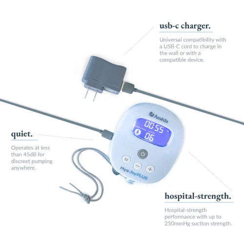 Ameda Mya Joy PLUS Rechargeable, Quiet, and Portable Double Breast Pump - Image 5