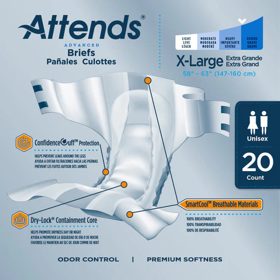 Attends® Advanced Heavy Absorbency  Disposable Incontinence Brief - Image 3