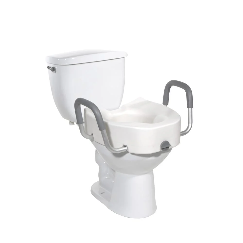 Drive™ Premium Elongated Raised Toilet Seat with Arms 5 Inch Height - Image 4