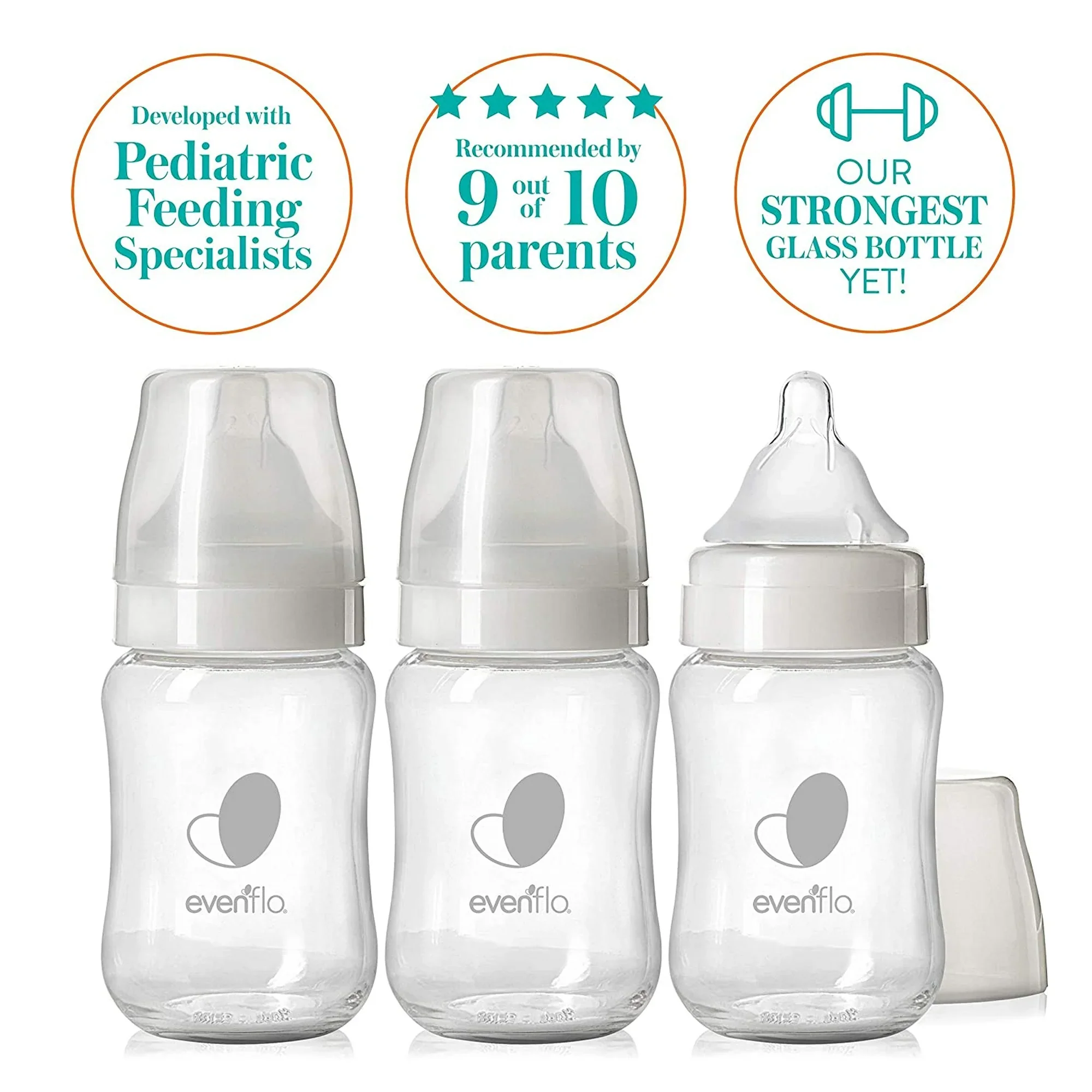 Evenflo Balance + Glass Wide Neck Baby Bottles - Image 2