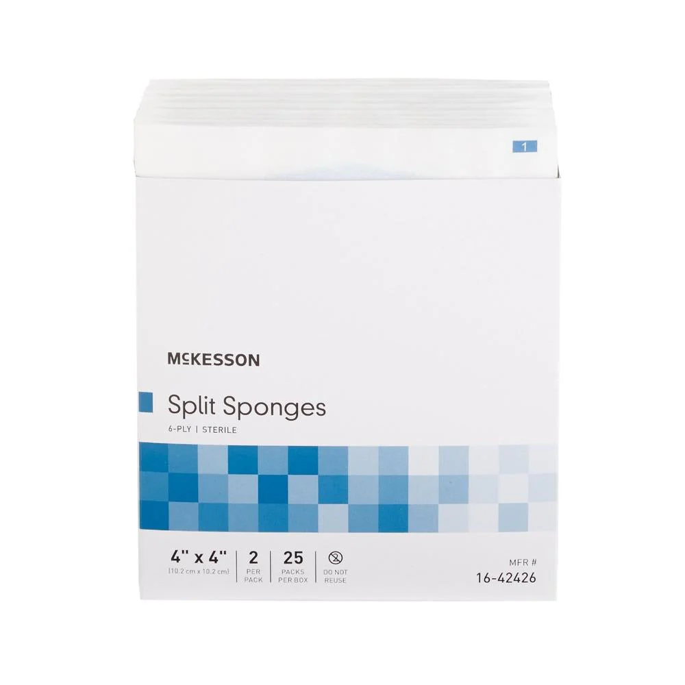 McKesson Drain Split Sponge 4 X 4 Inch Sterile Box of 25 - Image 4