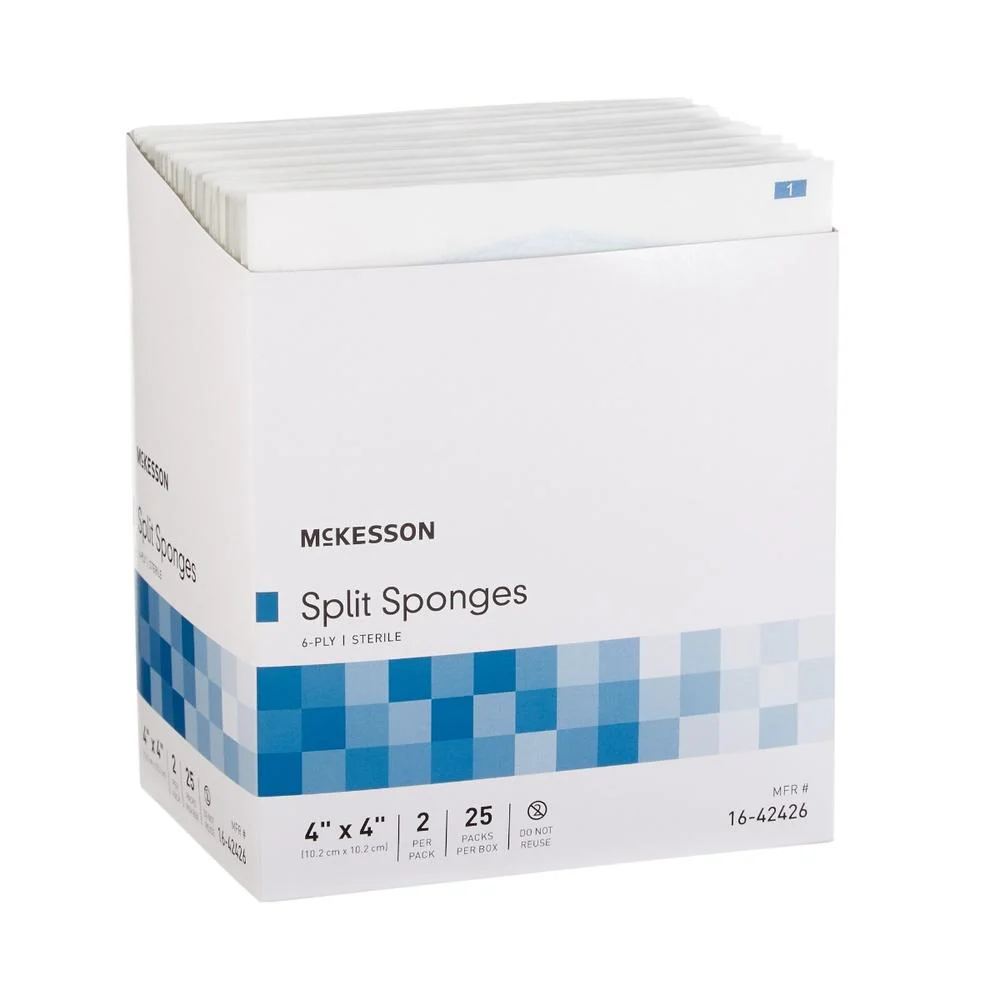 McKesson Drain Split Sponge 4 X 4 Inch Sterile Box of 25 - Image 5