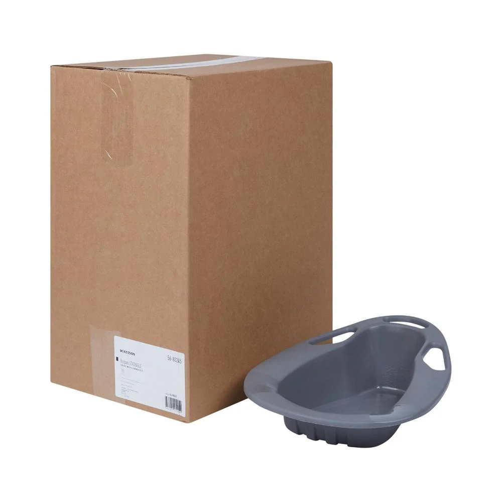 McKesson Stackable Bedpan, Non-Stick Plastic, Latex-Free, Graphite - Image 3
