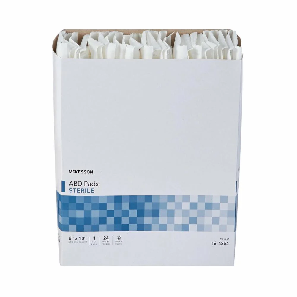 McKesson Abdominal Pad Sterile Nonwoven Cellulose 8 X 10 Inch Rectangle Box of 24 - Image 4