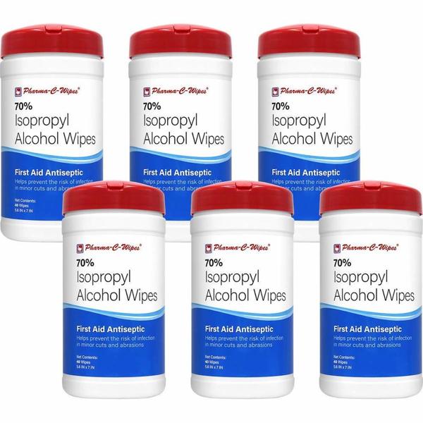 Pharma-C-Wipes® 70% Isopropyl Alcohol Antiseptic Wipes 40 Wipes Per Canister Case of 6 - Image 3