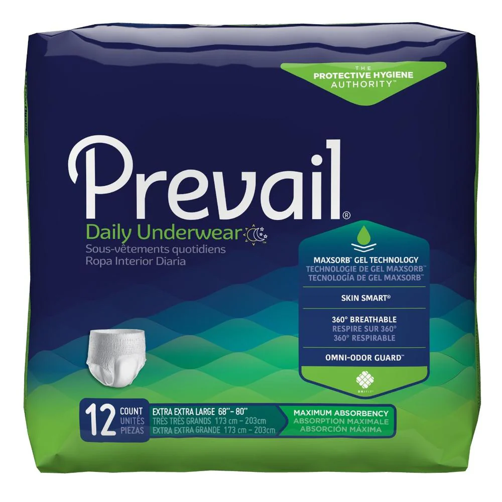 Prevail® Daily Moderate Absorbency Underwear Size XX-Large 12 Pack